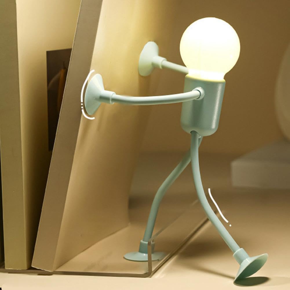 Changeable Shape Funny Sportsman Night Light, 2025 New Little Man Lights with Suction Cups, Mini Funny Sportsman Night Light for Bedroom, Bathroom, Corridor, Kitchen (Blue)