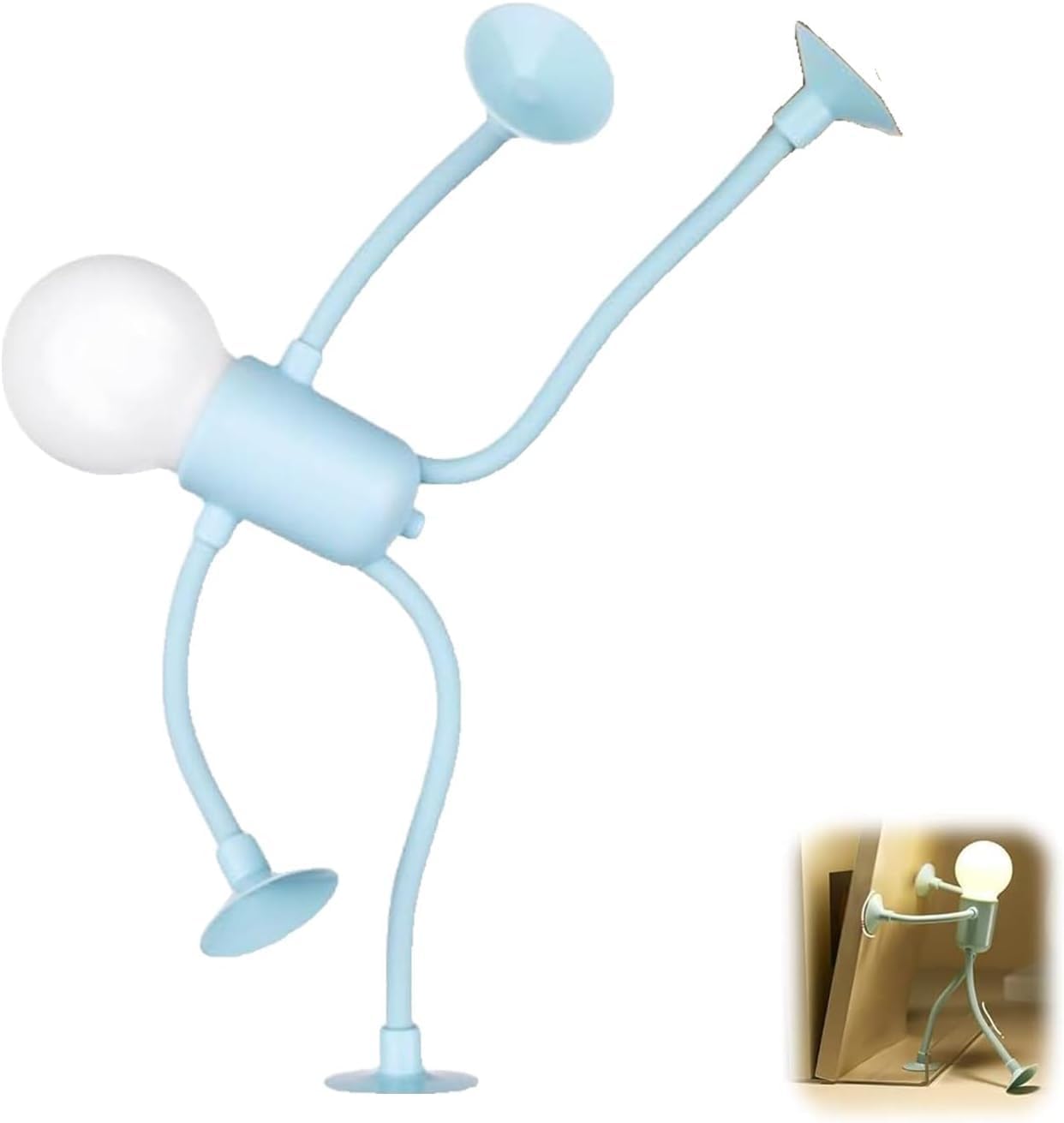 Changeable Shape Funny Sportsman Night Light, 2025 New Little Man Lights with Suction Cups, Mini Funny Sportsman Night Light for Bedroom, Bathroom, Corridor, Kitchen (Black)