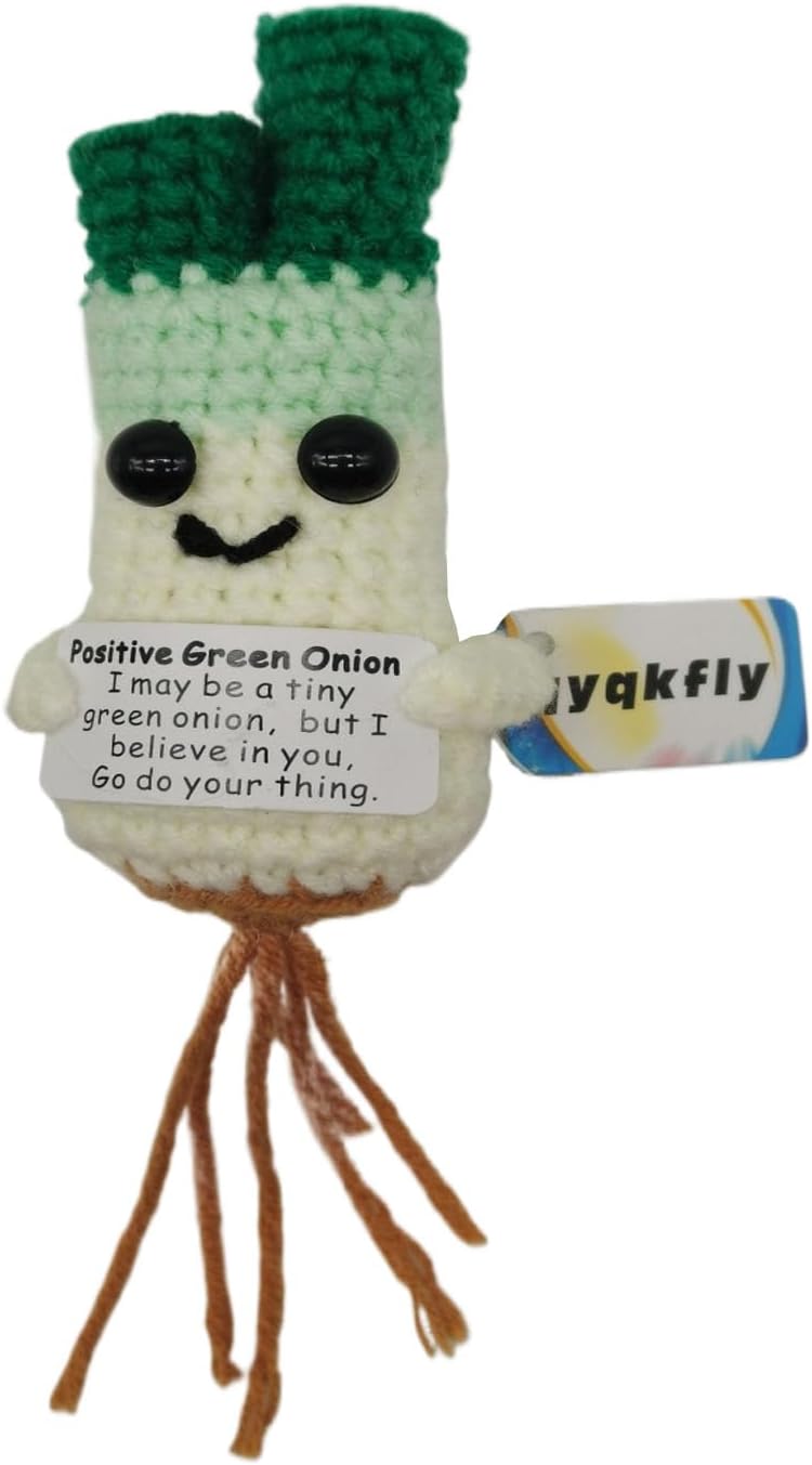 Mini Positive Cute Funny Life Potato Knitted Holding Card Creative Cute Crochet Decpr Cheer Up Valentine Gifts for Lovers, Emotional Support Gift for Friends, Family, Collegues,Co-Workers