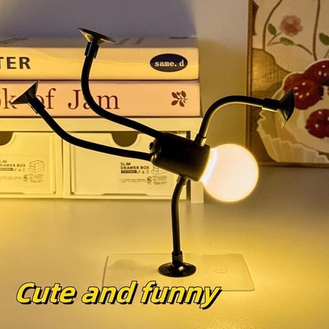 Changeable Shape Funny Sportsman Night Light, 2025 New Little Man Lights with Suction Cups, Mini Funny Sportsman Night Light for Bedroom, Bathroom, Corridor, Kitchen (Black)