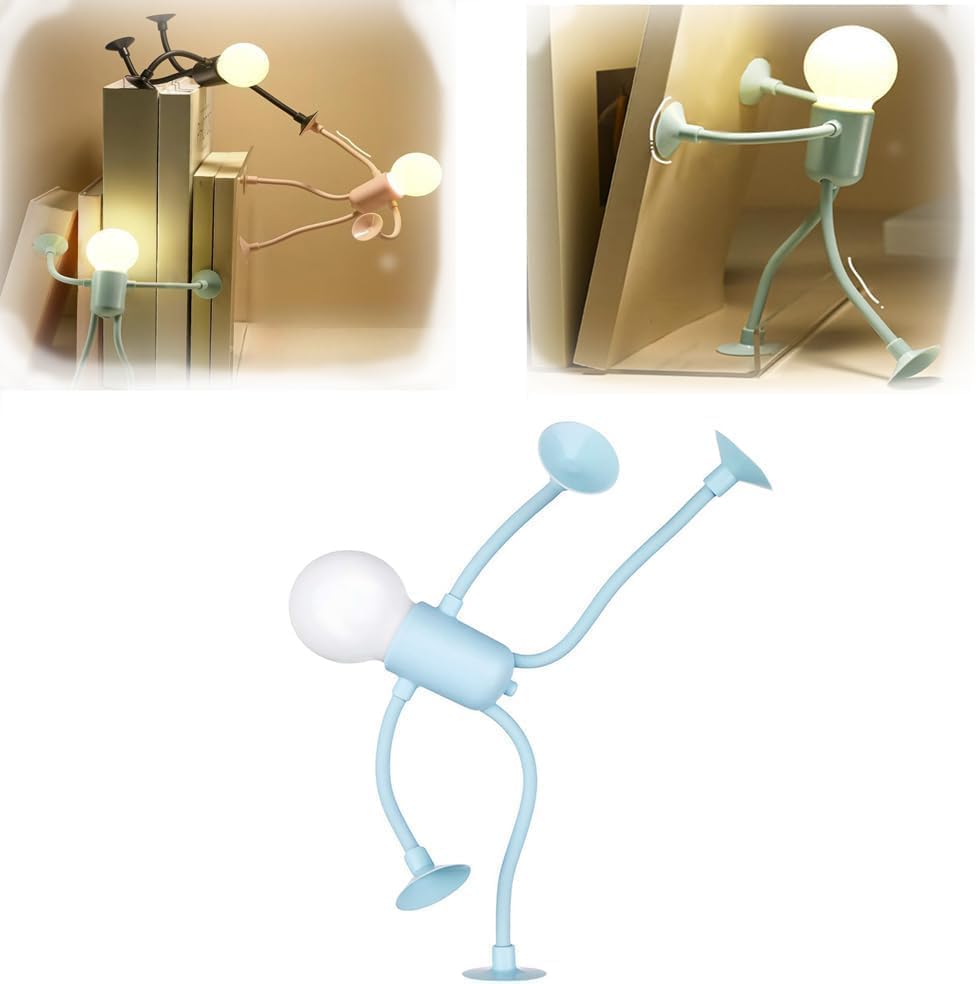 Changeable Shape Funny Sportsman Night Light, 2025 New Little Man Lights with Suction Cups, Mini Funny Sportsman Night Light for Bedroom, Bathroom, Corridor, Kitchen (Blue)
