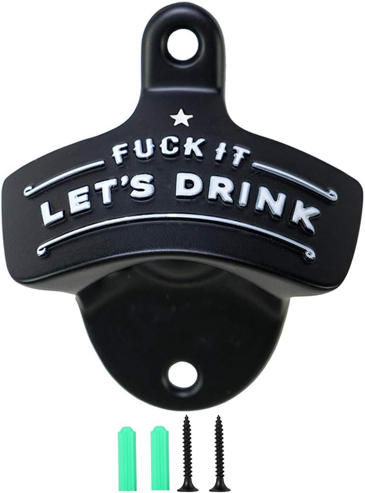 Bottle Opener Wall Mounted, Christmas Funny Wall Mount Bottle Opener for Men Dad Beer Lovers,Novelty Birthday Fathers Day with Mounting Screws Wall Anchors（1 Pack)