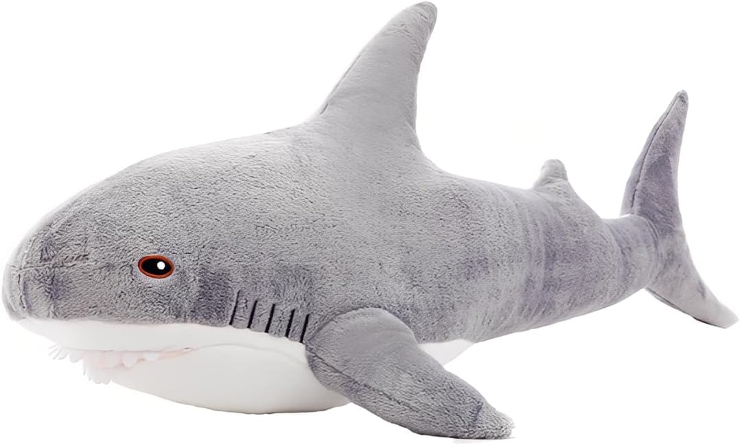 Plush Shark Toy Pillow, 31.4-inch Giant Shark Plush Animal Toy Super Soft and Cute Pillow Children’s Boys and Girls Room Decoration Bedtime Gift (80CM,Blue)