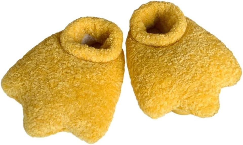 Cartoon Duck Feet Toddler Slippers Unique Fluffy Duck Paw Indoor Outdoor Shoes Funny Plush Warm Slippers with Heel Cover