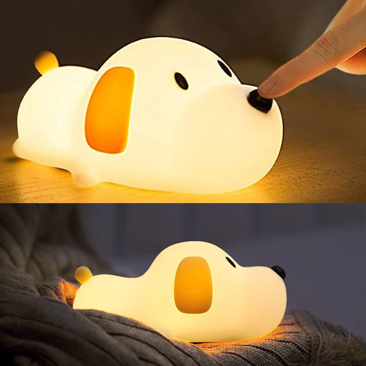 HAPPYBAG LED Lying Flat Duck Night Light, 3 Level Dimmable Nursery Nightlight,Cute Lamps Silicone Squishy Light Up Duck,Rechargeable Bedside Touch Lamp for Breastfeeding Toddler Baby Kids Decor
