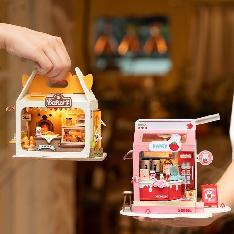 DIY Mini House Building Miniature Kit Milkbox, Miniverse Lifestyle Bookshelf Decoration, Cute Craft Kits for Women or Girls 14+, Kawaii Gifts Hobbies for Crafters (Strawberry Milkbox)