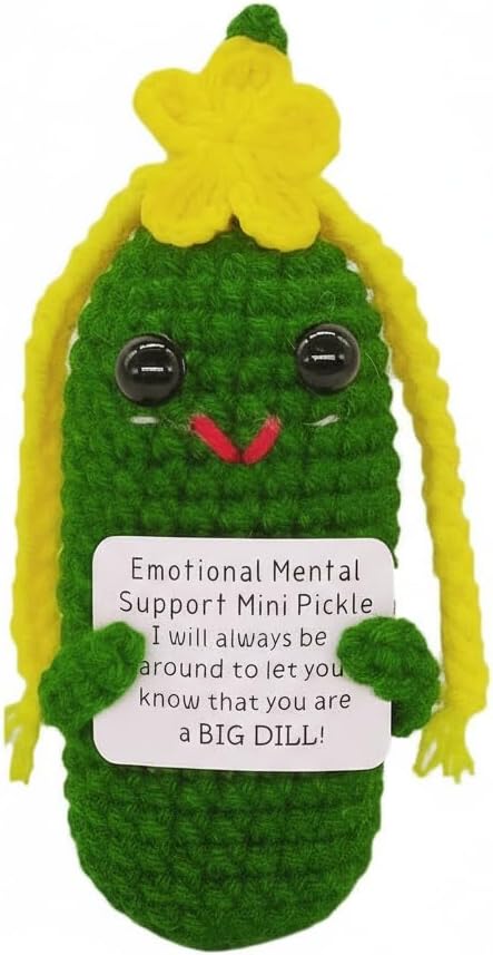 Mini Positive Cute Funny Life Potato Knitted Holding Card Creative Cute Crochet Decpr Cheer Up Valentine Gifts for Lovers, Emotional Support Gift for Friends, Family, Collegues,Co-Workers