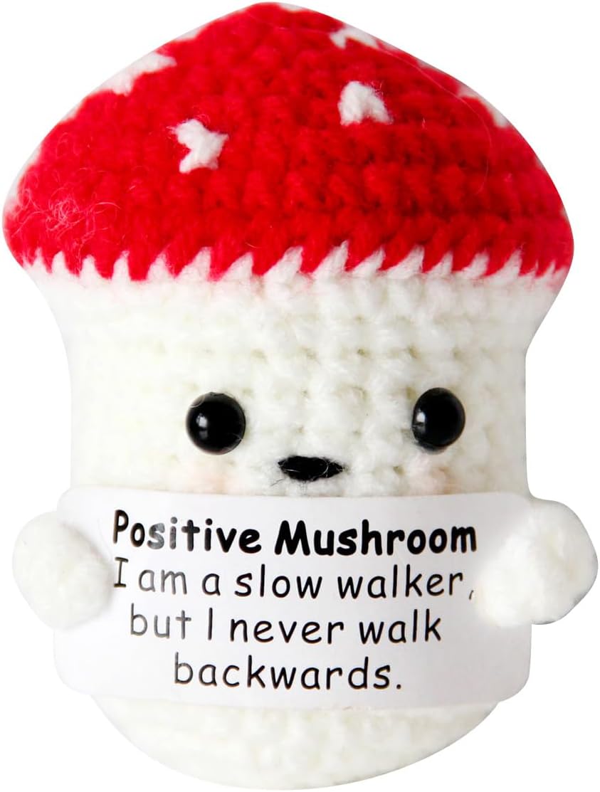 Mini Positive Cute Funny Life Potato Knitted Holding Card Creative Cute Crochet Decpr Cheer Up Valentine Gifts for Lovers, Emotional Support Gift for Friends, Family, Collegues,Co-Workers