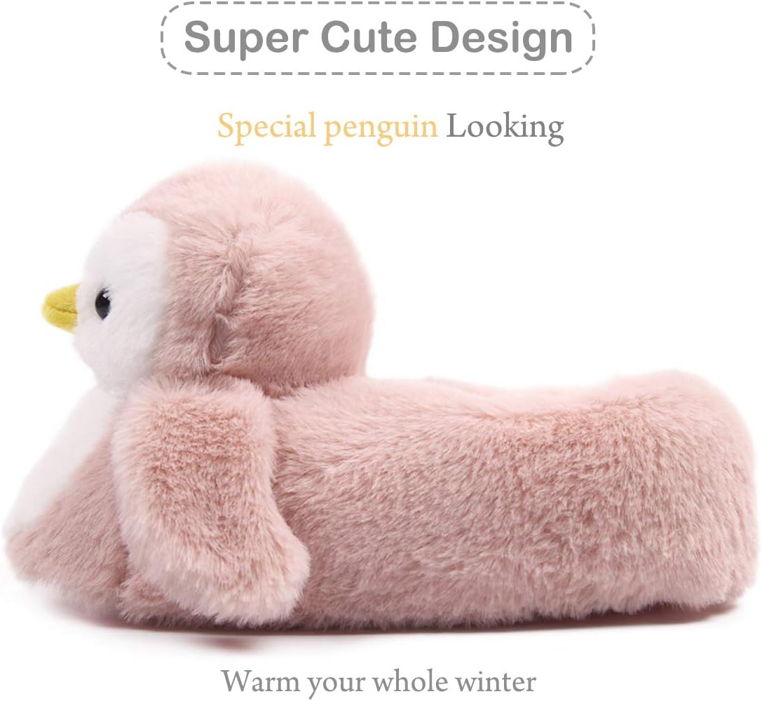 Penguin Cute Women Slippers Funny Animal Slippers Novelty Plush Slippers Fluffy Fuzzy Winter Warm Bedroom House Shoes Cartoon Slippers for Women Men Teen Girls