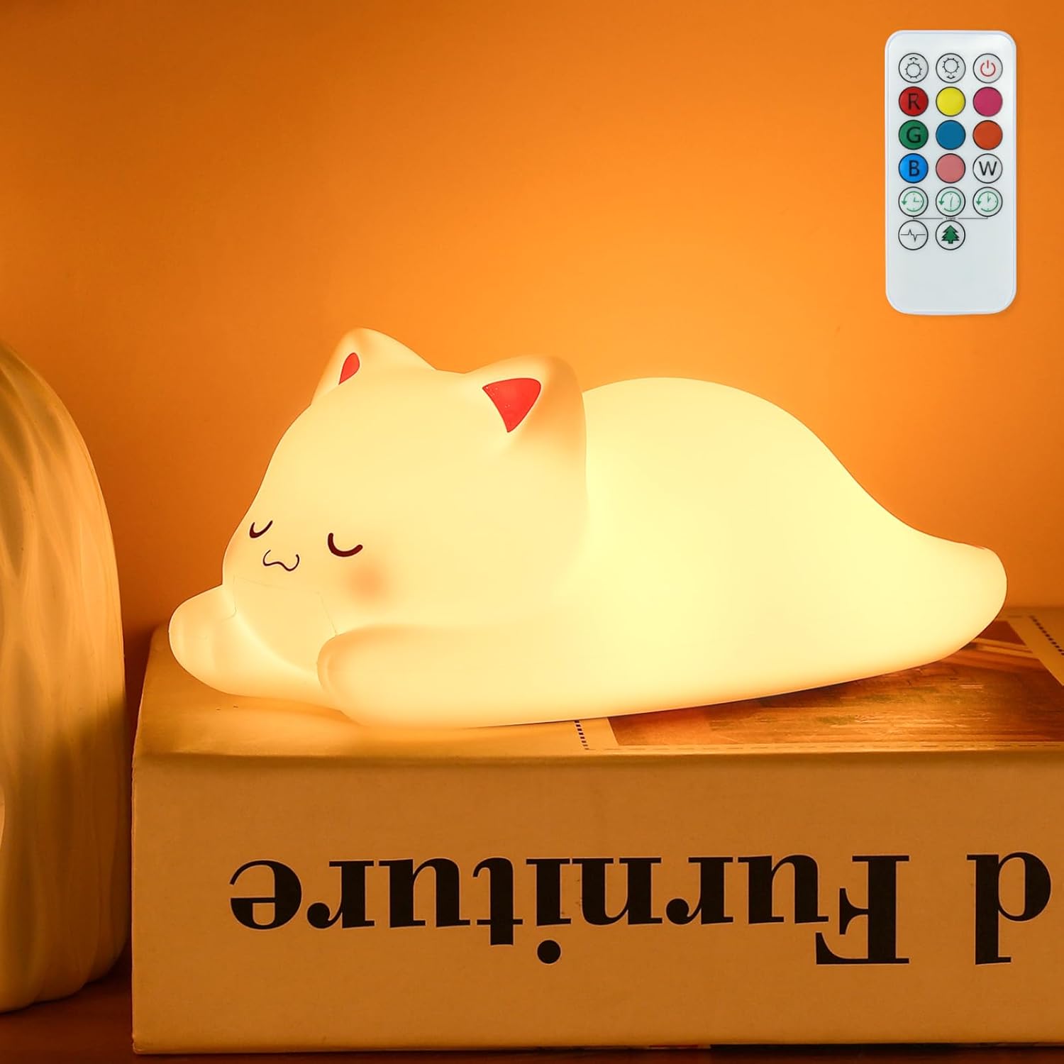 LOVERUIS Axolotl Night Light for Kids Gifts Squishy Nightlight for Kid Room Decor Girls Rechargeable 1/3 Hours Timer Lamp Colorful Cute Lights Toddle Baby (Big Eye)
