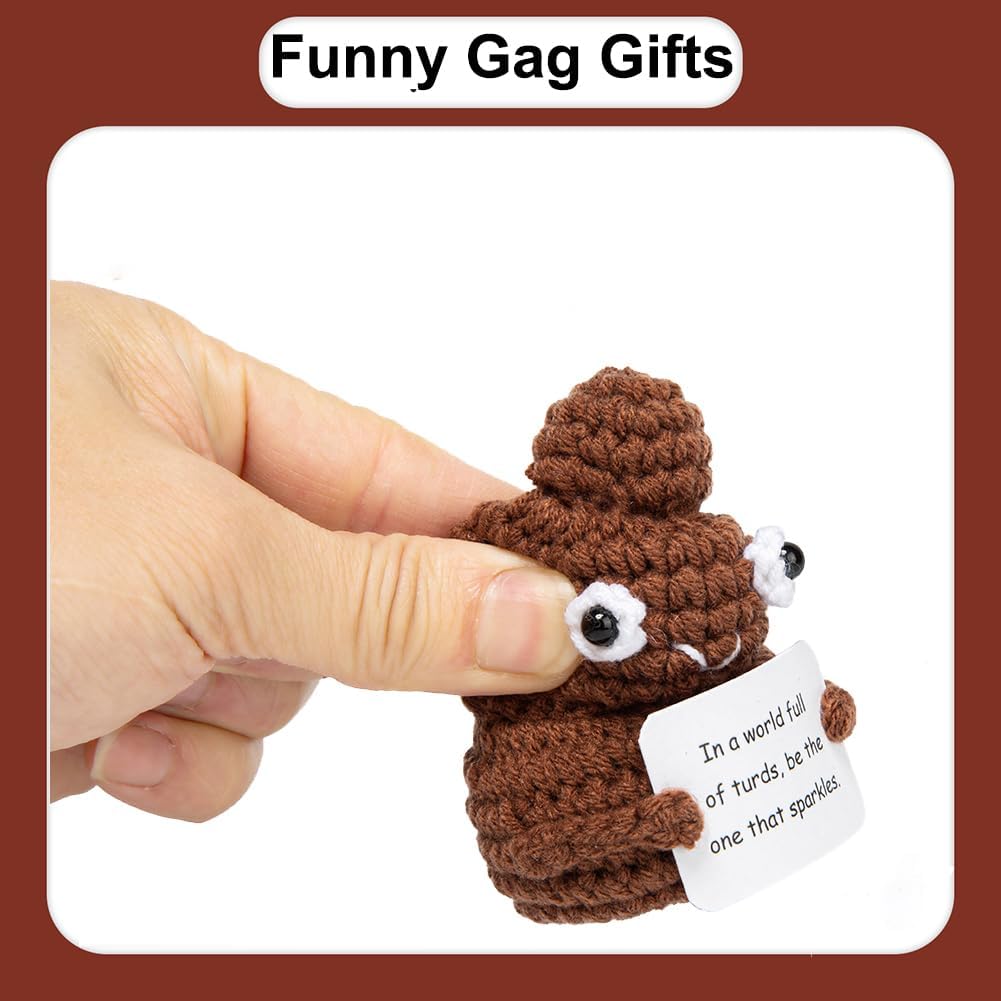 Funny Gag Gifts for Dad, Brother, Women, Best Friends, Coworkers, Teen Boy, Cute Positive Crochet Poop Gifts for Kids