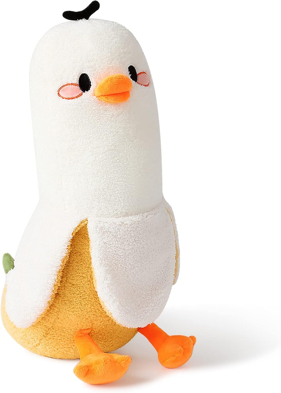 PEACH CAT Banana Duck Plush Toy Cute Plushie Hugging Plush Pillow Duck Stuffed Animal for Girls and Boys White 12"
