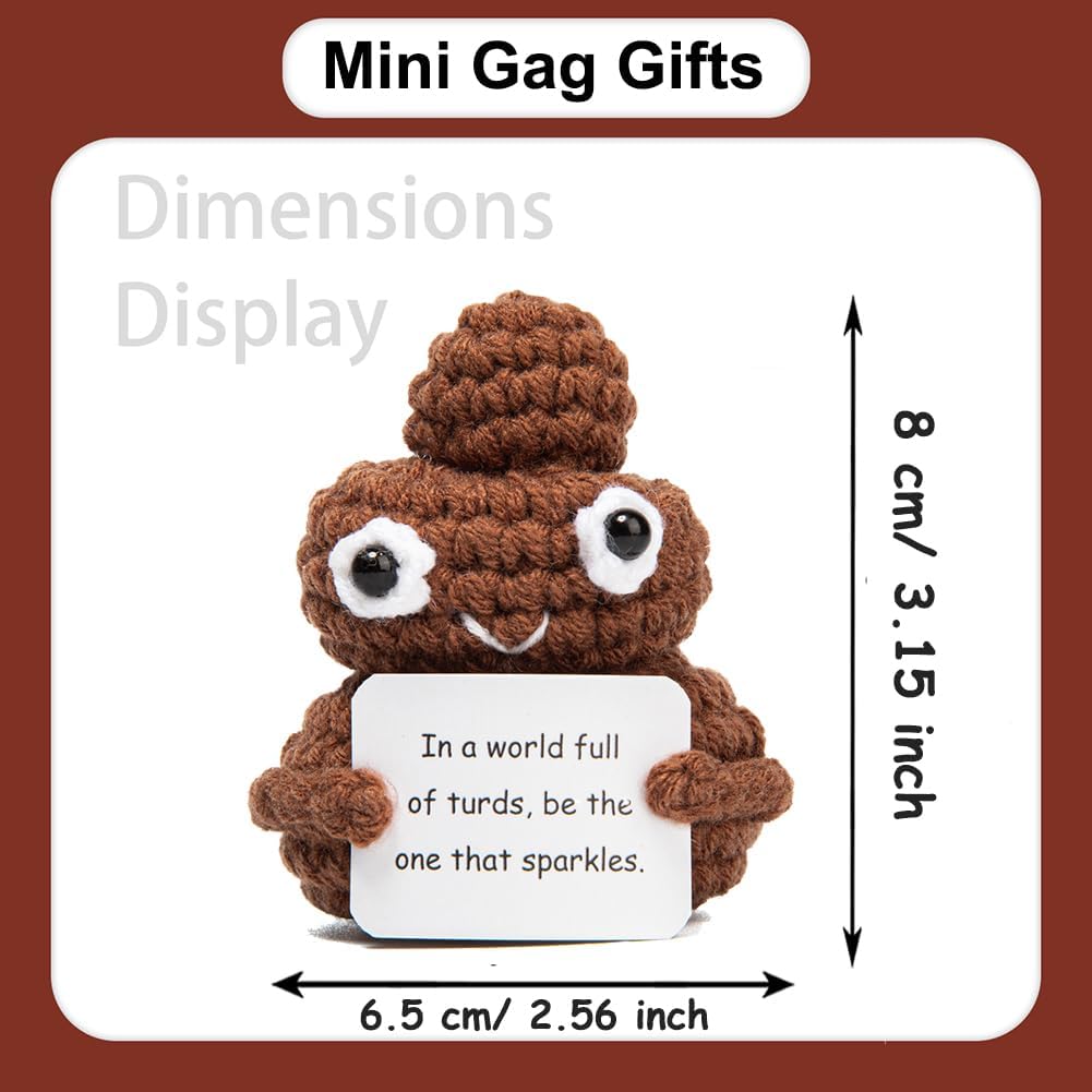 Funny Gag Gifts for Dad, Brother, Women, Best Friends, Coworkers, Teen Boy, Cute Positive Crochet Poop Gifts for Kids