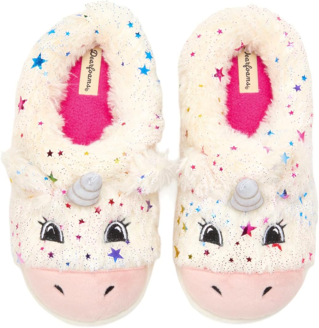 Dearfoams unisex-child Kids Toddlers Whimsical Animal Critter Washable Slipper