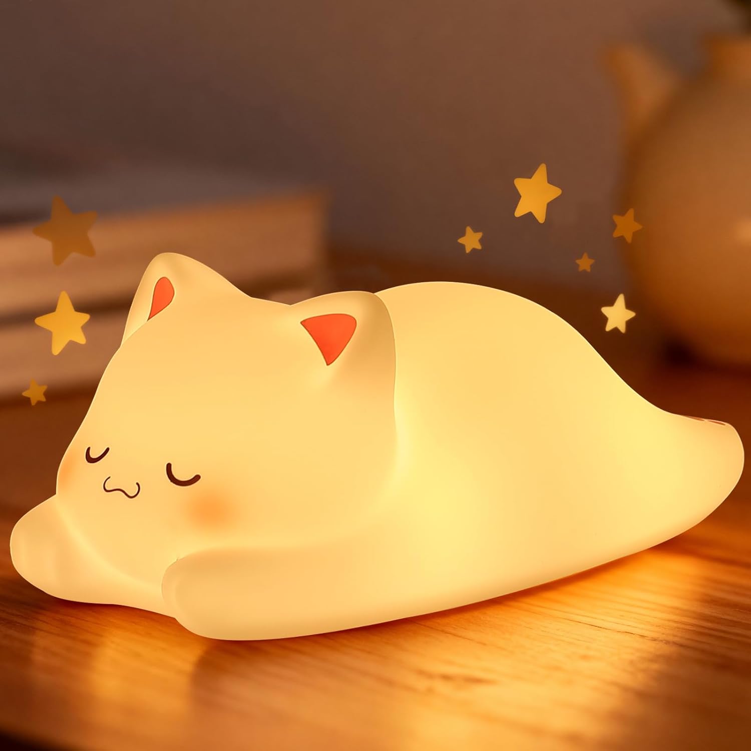 LOVERUIS Axolotl Night Light for Kids Gifts Squishy Nightlight for Kid Room Decor Girls Rechargeable 1/3 Hours Timer Lamp Colorful Cute Lights Toddle Baby (Big Eye)