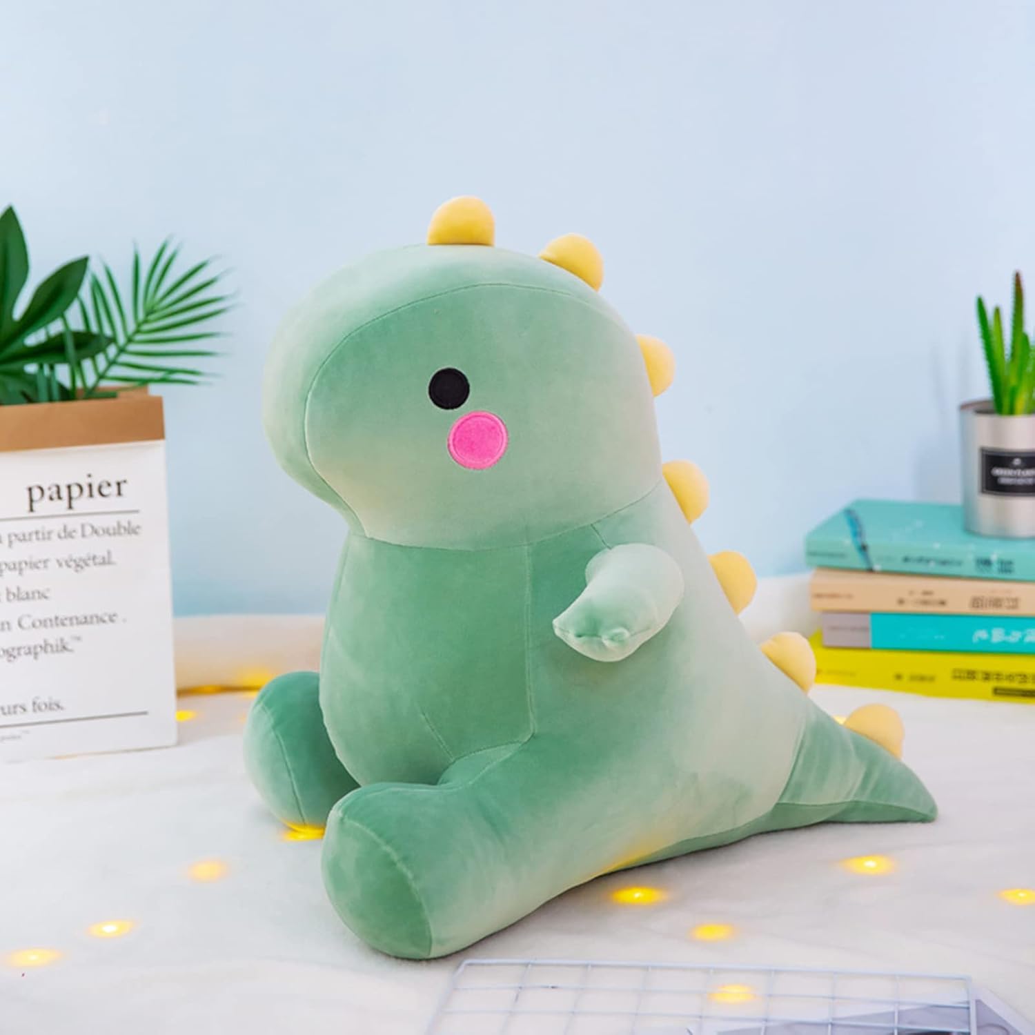 Cute Fat Dinosaur Plush Toys, Soft Stuffed Animals Toys Dolls, Dino Plushies, Cute Birthday Gifts for Kids Girls Boys (Green,8in)
