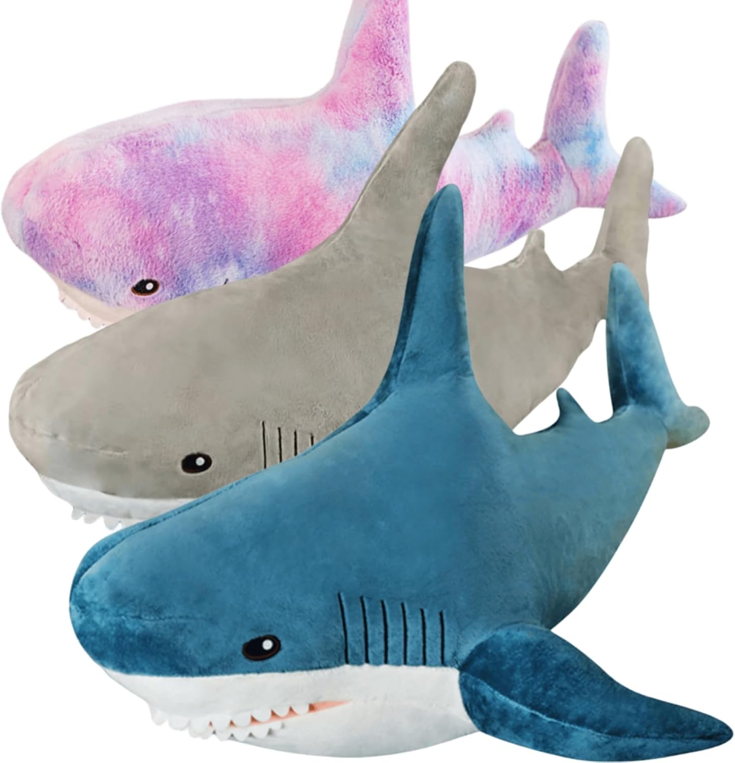 Ryttir 31 Inch XL Giant Shark Stuffed Animals,Chubbier Shark Pillow Soft Shark Plush Shark Body Pillow Stuffed Shark Décor, Perfect Chrismas Stress Relief Gift for Kids Women