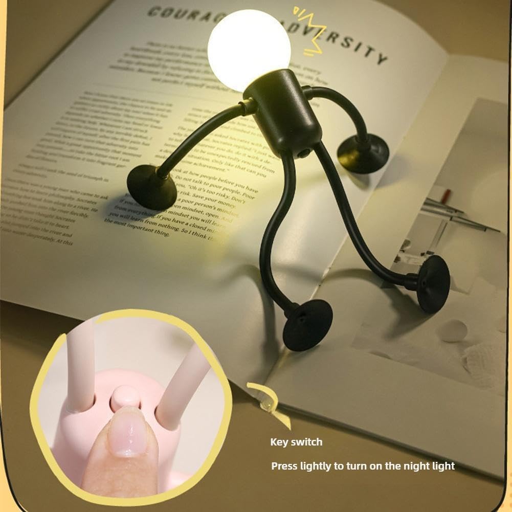 Changeable Shape Funny Sportsman Night Light, 2025 New Little Man Lights with Suction Cups, Mini Funny Sportsman Night Light for Bedroom, Bathroom, Corridor, Kitchen (Black)