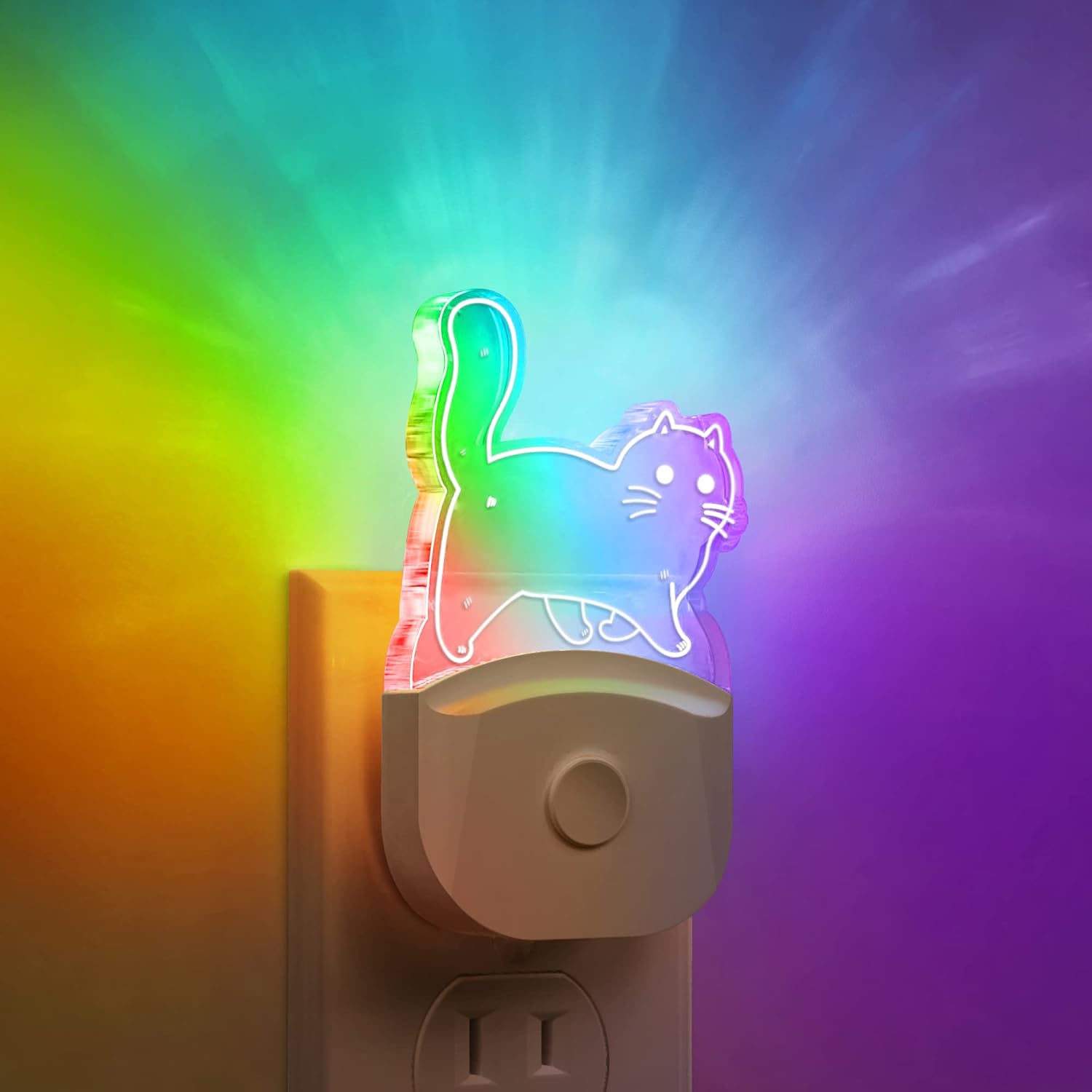 Night Lights Plug Into Wall [2 Pack], Color Changing Night Light for Kids, 8-Color RGB LED Nightlight with Dusk to Dawn Sensor for Bathroom Decor, Children Room, Gift