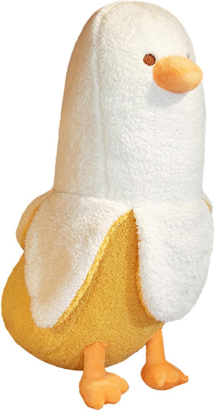 PEACH CAT Banana Duck Plush Toy Cute Plushie Hugging Plush Pillow Duck Stuffed Animal for Girls and Boys White 12"