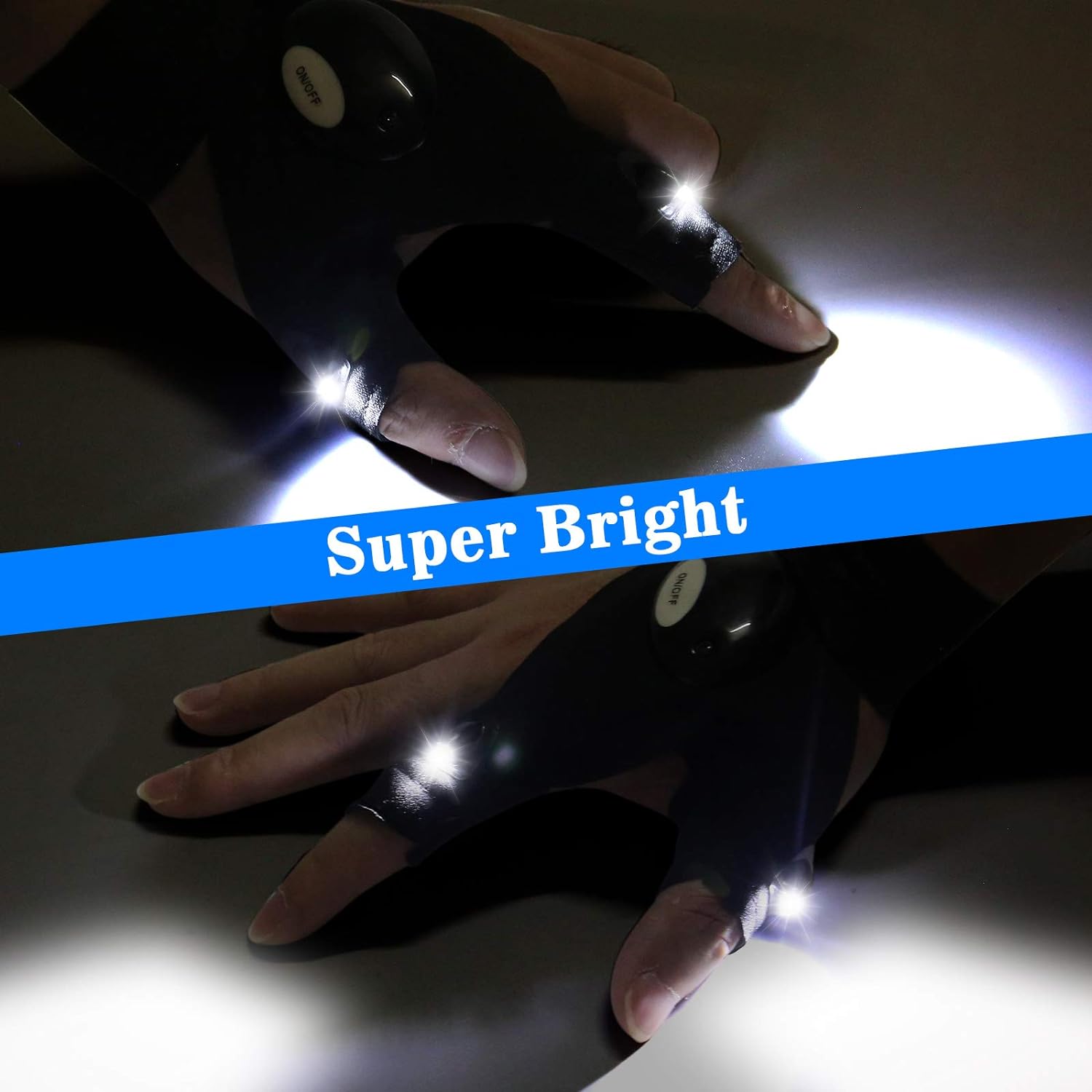 LED Flashlight Gloves, Gifts for Men Dad Him Boyfriend Husband, Cool Gadget Hands-Free Finger Lights for Camping Fishing Repairing, Fathers Day Christmas Birthday Gift