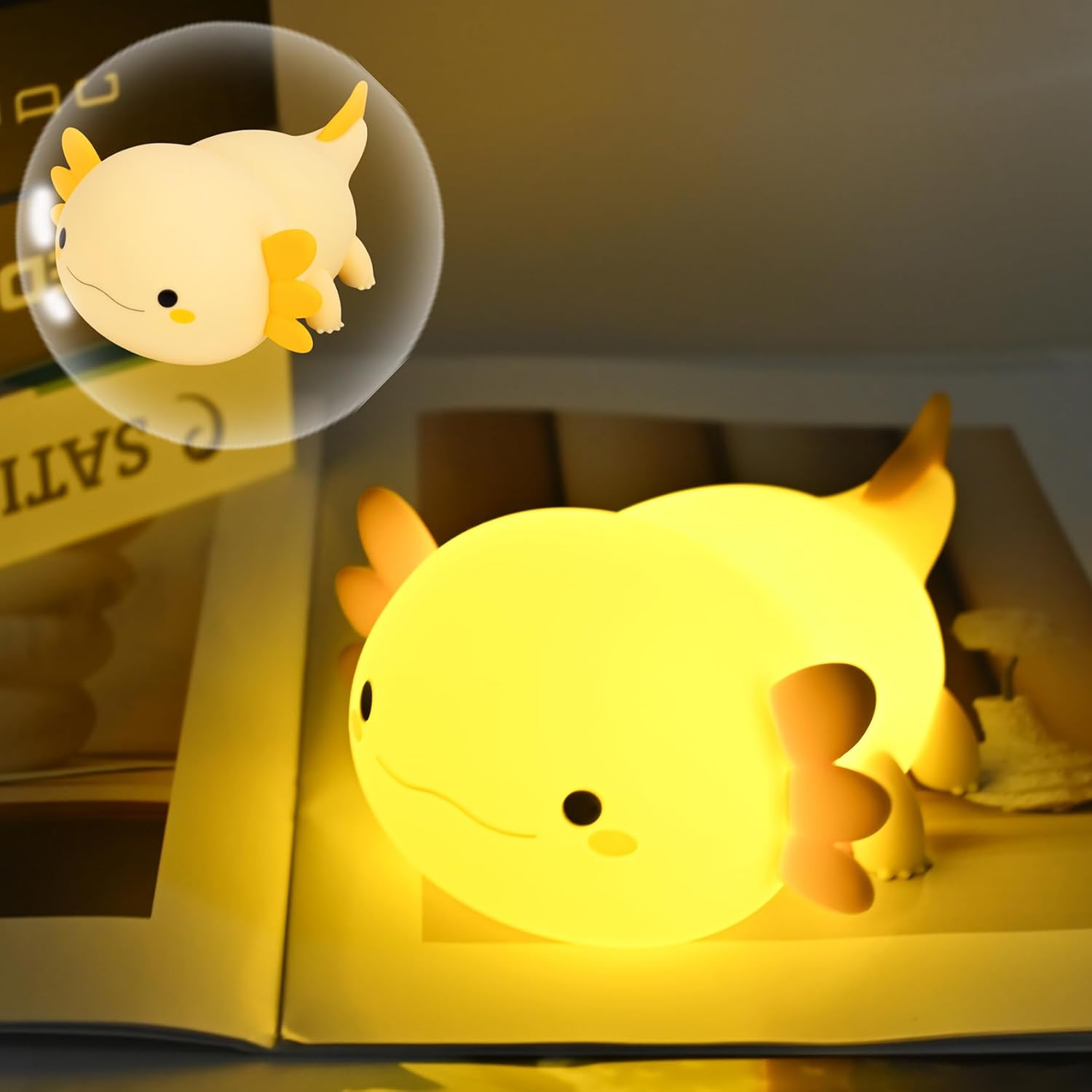Cute Capybara Night Light,LED Squishy Animal Night Lamp,Soft Silicone Novelty Nightlight,Kids Funny Capybara Lamp Gifts,2 Level Dimmable Boys Girls Light Up Room Décor Rechargeable Touch Lamp