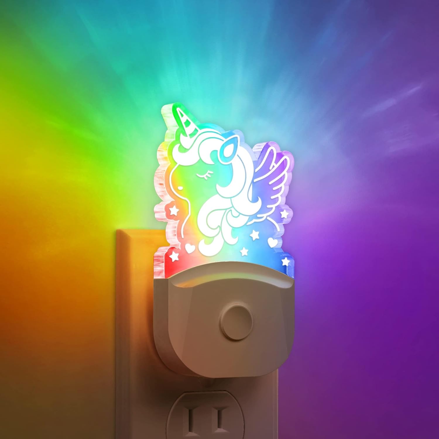 Night Lights Plug Into Wall [2 Pack], Color Changing Night Light for Kids, 8-Color RGB LED Nightlight with Dusk to Dawn Sensor for Bathroom Decor, Children Room, Gift
