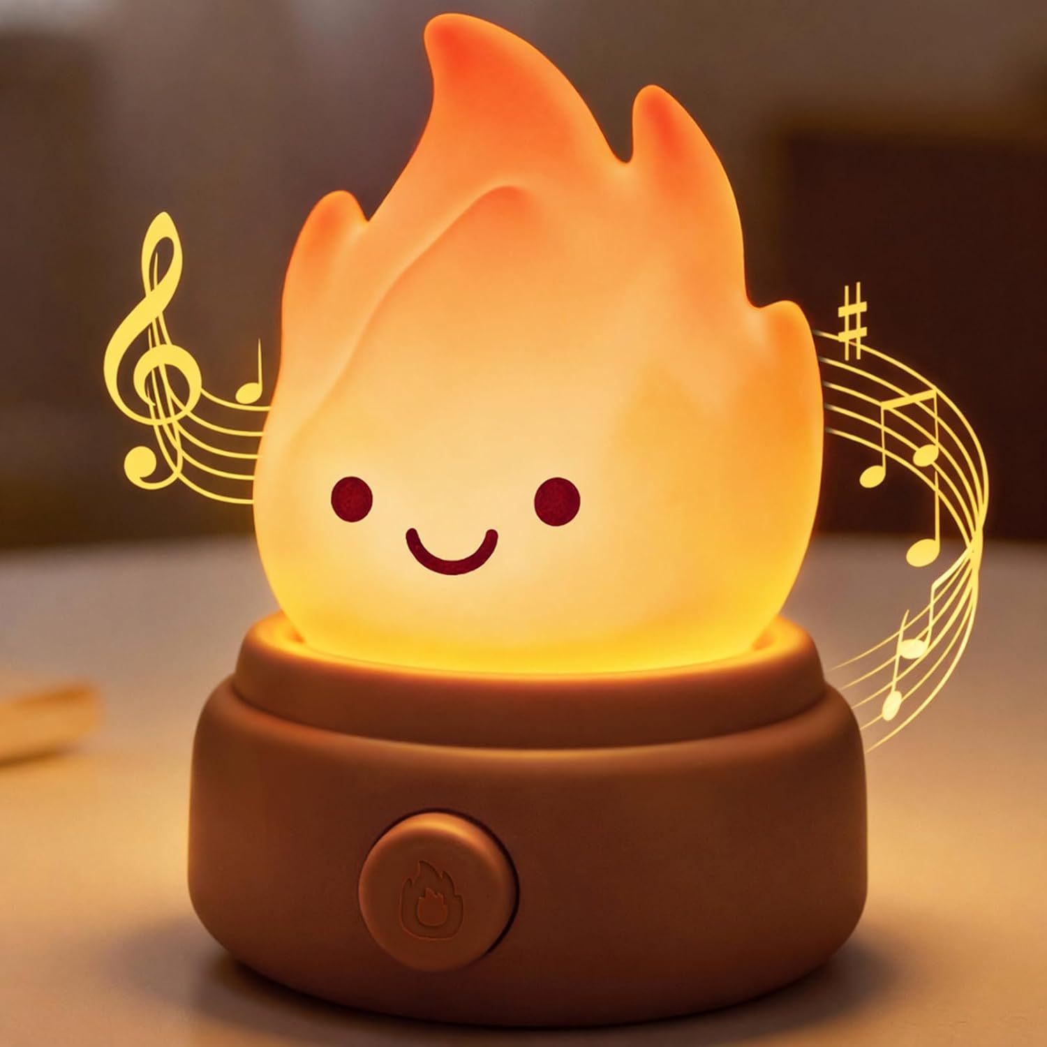 Campfire Night Light, Portable Flame Lamp with White Noise, Cute Silicone Flameless Candle Lights,Suitable for Kids lamp Bedroom, Indoor/Outdoor and Home Decoration