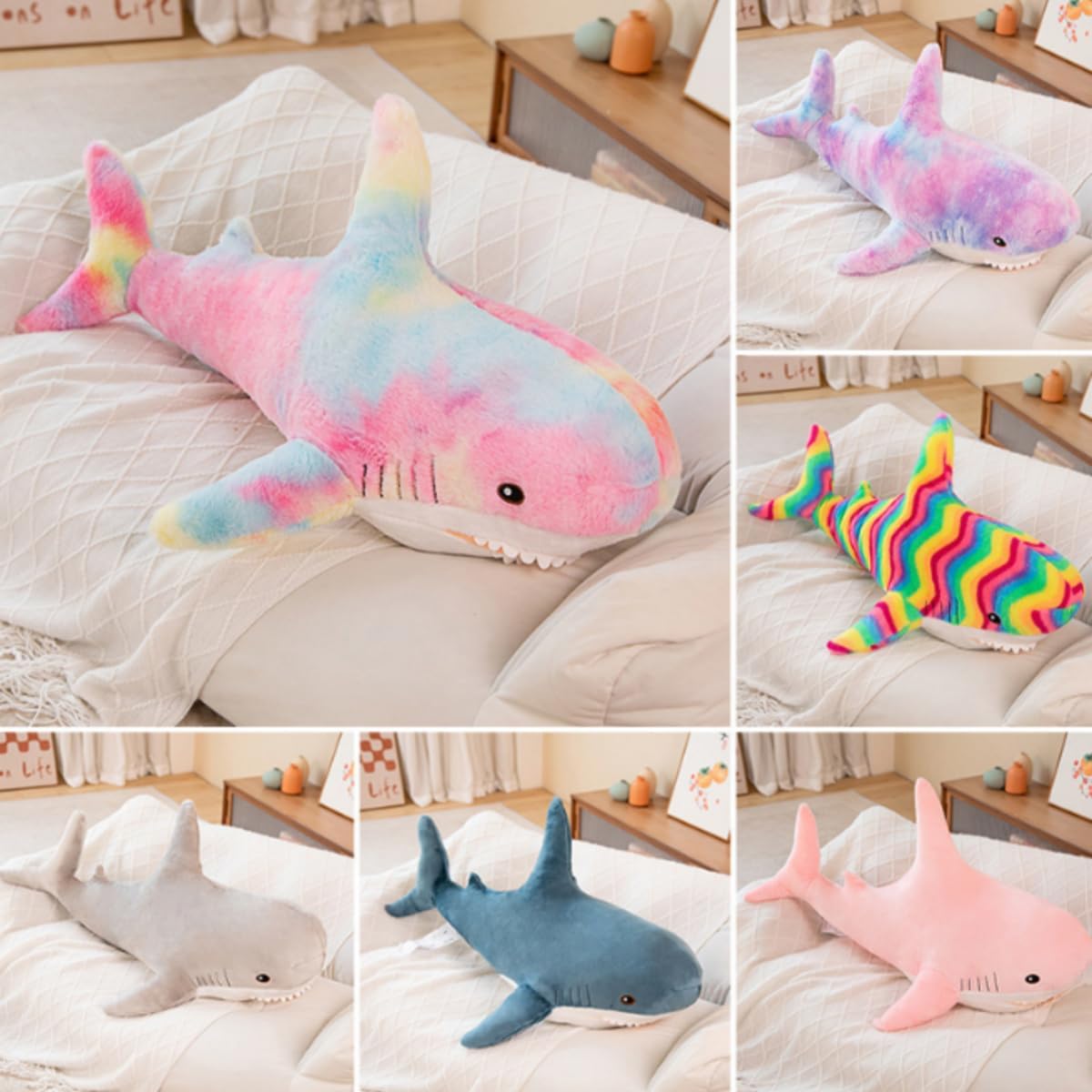Plush Shark Toy Pillow, 31.4-inch Giant Shark Plush Animal Toy Super Soft and Cute Pillow Children’s Boys and Girls Room Decoration Bedtime Gift (80CM,Blue)