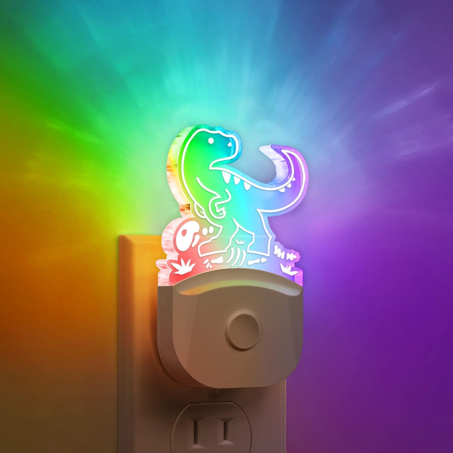 Night Lights Plug Into Wall [2 Pack], Color Changing Night Light for Kids, 8-Color RGB LED Nightlight with Dusk to Dawn Sensor for Bathroom Decor, Children Room, Gift