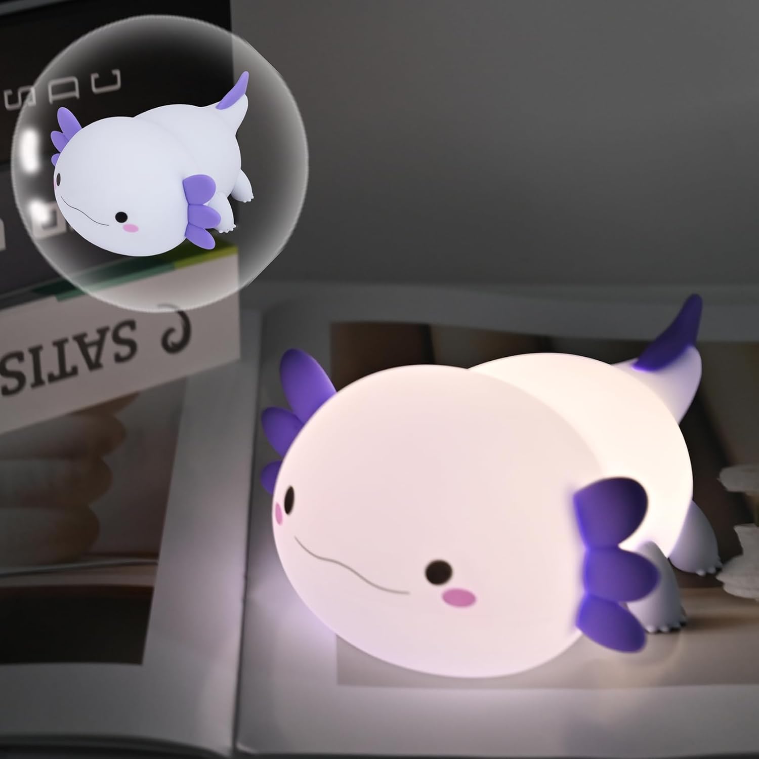 Cute Capybara Night Light,LED Squishy Animal Night Lamp,Soft Silicone Novelty Nightlight,Kids Funny Capybara Lamp Gifts,2 Level Dimmable Boys Girls Light Up Room Décor Rechargeable Touch Lamp