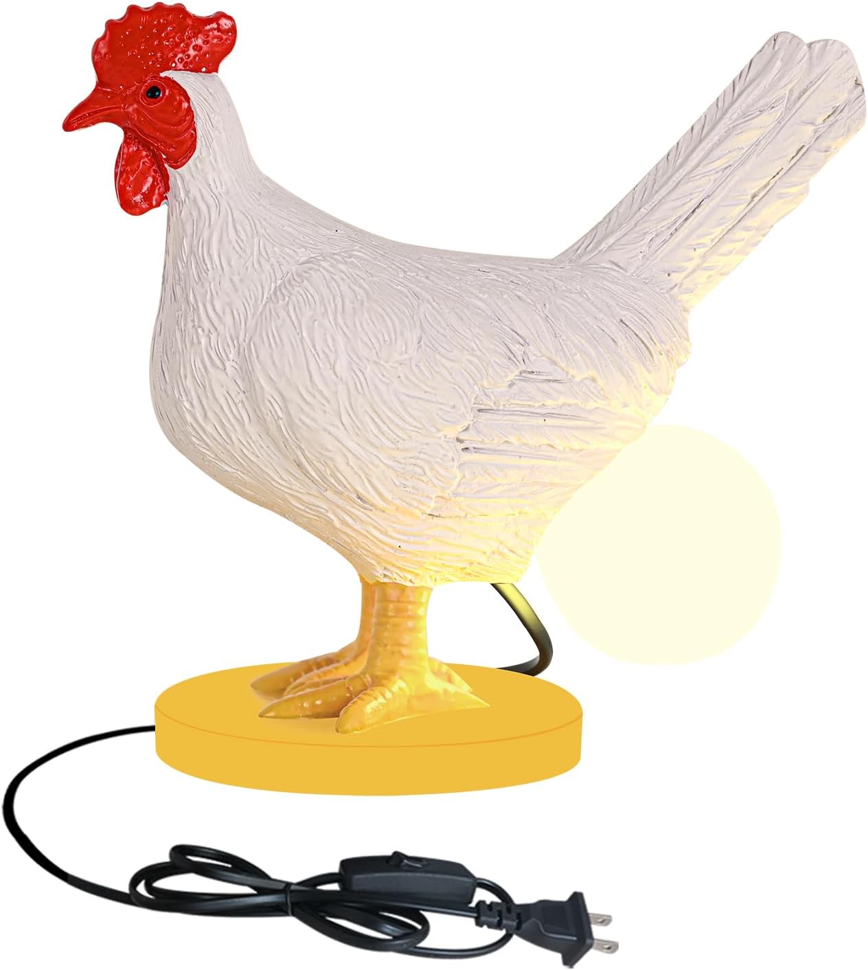 Chicken Egg Lamp, Funny Chicken Butt Night Light with Egg, Lifelike Rooster Lamp with Bulb, 3D Chicken Lights for Easter, Christmas, Birthdays Various Festivals Gift - Yellow