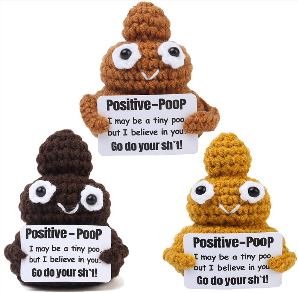 Funny Gag Gifts for Dad, Brother, Women, Best Friends, Coworkers, Teen Boy, Cute Positive Crochet Poop Gifts for Kids