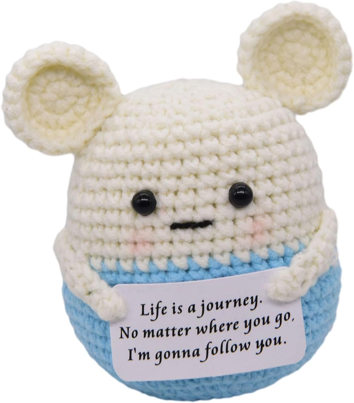 Mini Positive Cute Funny Life Potato Knitted Holding Card Creative Cute Crochet Decpr Cheer Up Valentine Gifts for Lovers, Emotional Support Gift for Friends, Family, Collegues,Co-Workers