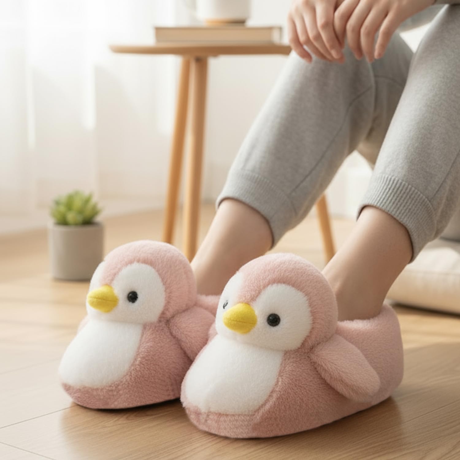 Penguin Cute Women Slippers Funny Animal Slippers Novelty Plush Slippers Fluffy Fuzzy Winter Warm Bedroom House Shoes Cartoon Slippers for Women Men Teen Girls