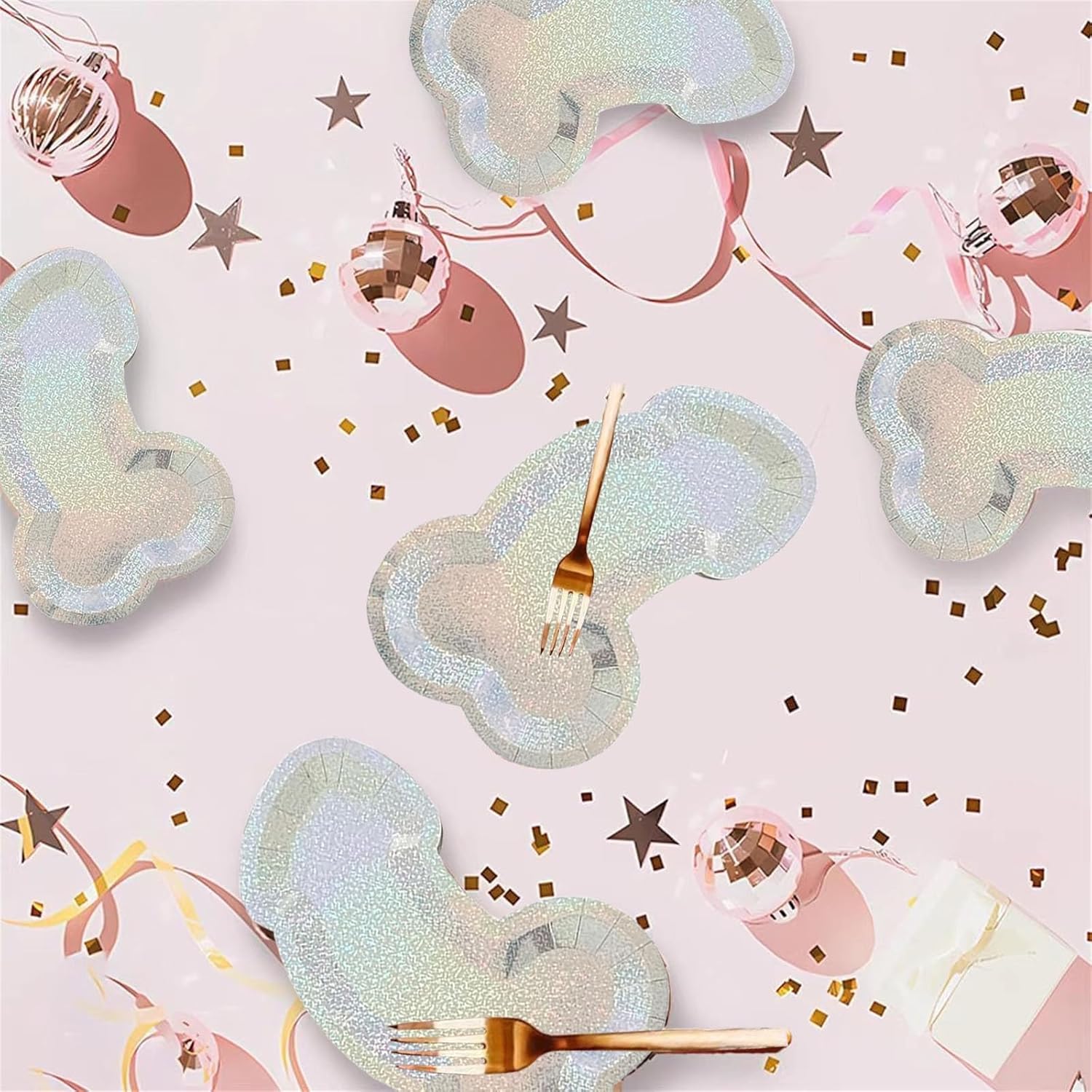 10 PCS Silvery Disposable Party Plates Funny Paper Plates Set Glitter Bachelorette Party Favors Decorations Bridal Showers Bride To Be Supplies Bachelorette Party Gift Decoration Supplies