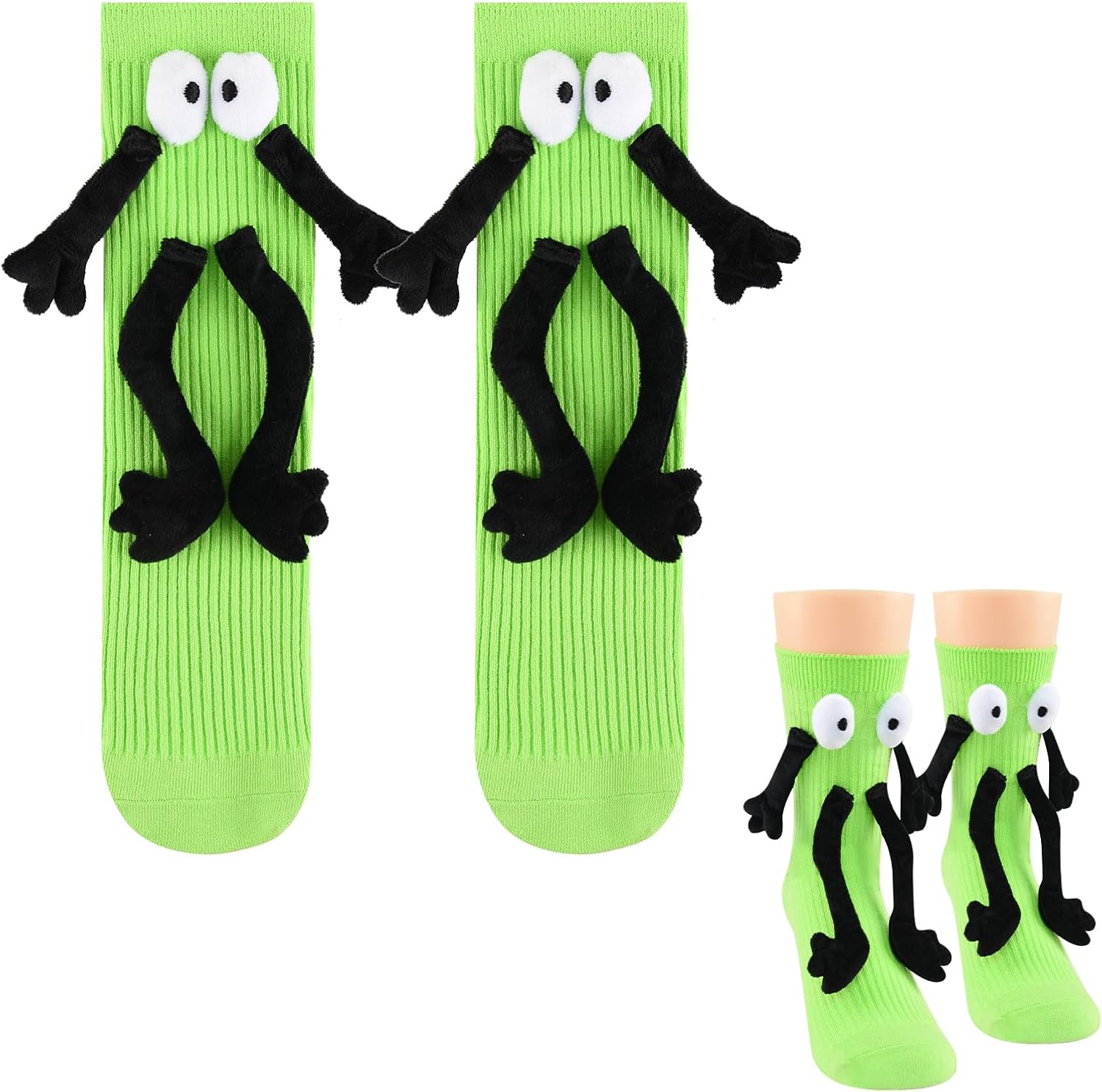 1 Pair Holding Hands Socks for Kids Boys Girls, Funny Cute Magnetic Novelty Crazy Silly Gifts Socks 4-11 Years