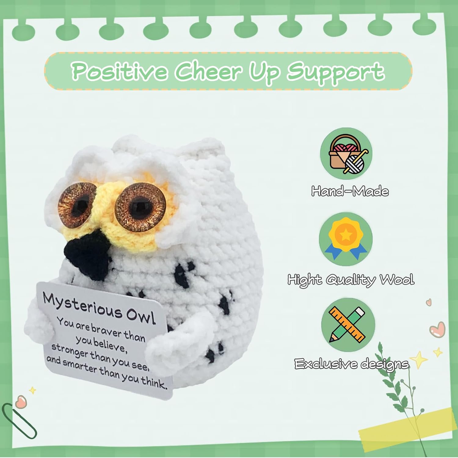 10pcs Positive Crochet Mini Animals Bulk Valentines Day Birthday Gifts for Women Kids Adults Coworkers Men Teens Handmade Employee Teacher Staff Appreciation Thank You Gift Small Cute Toy