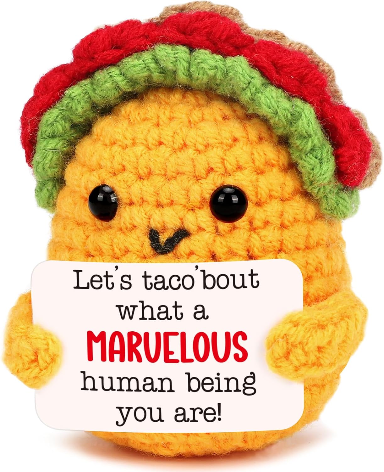 Mini Emotional Taco Support 21st 30th 40th Birthday Gifts for Women Men Easter Basket Stuffers Essentials Teen Boys Girls Friend Sister Mom Dad Coworker Inspirational Self Care Positive Crochet Animal