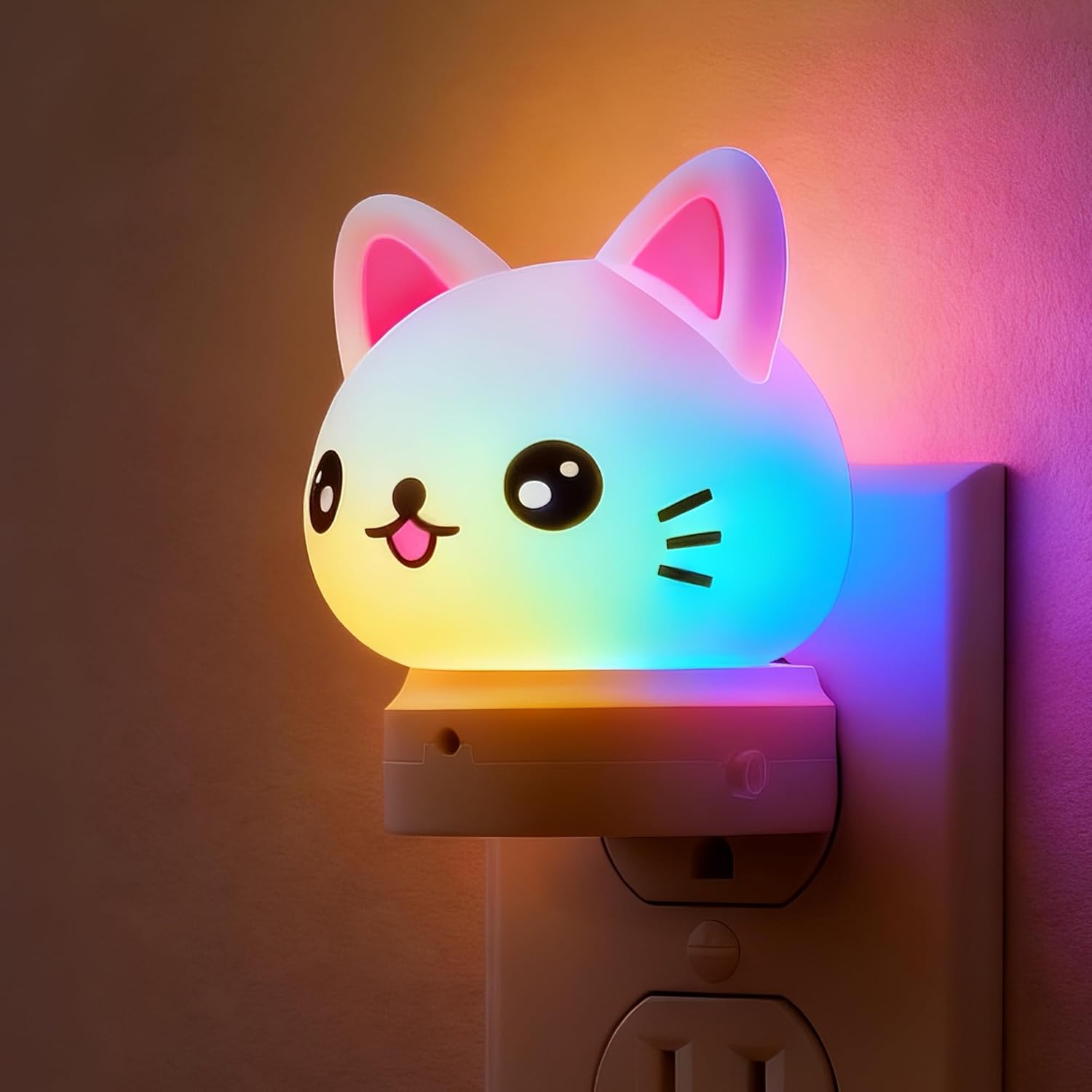 L LOHAS LED Plug in Night Light for Kids, 3D Cute Puppy Night Lights with Dusk to Dawn Sensor, RGB+Soft White 3000K Dog Night Light, Christmas Birthday Gift Nightlight for Kids, Room Decor