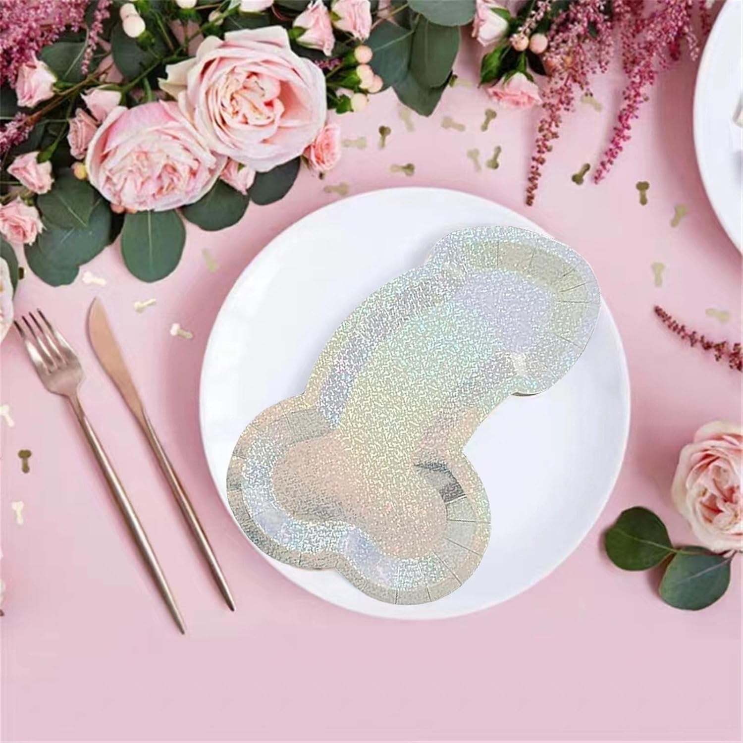10 PCS Silvery Disposable Party Plates Funny Paper Plates Set Glitter Bachelorette Party Favors Decorations Bridal Showers Bride To Be Supplies Bachelorette Party Gift Decoration Supplies