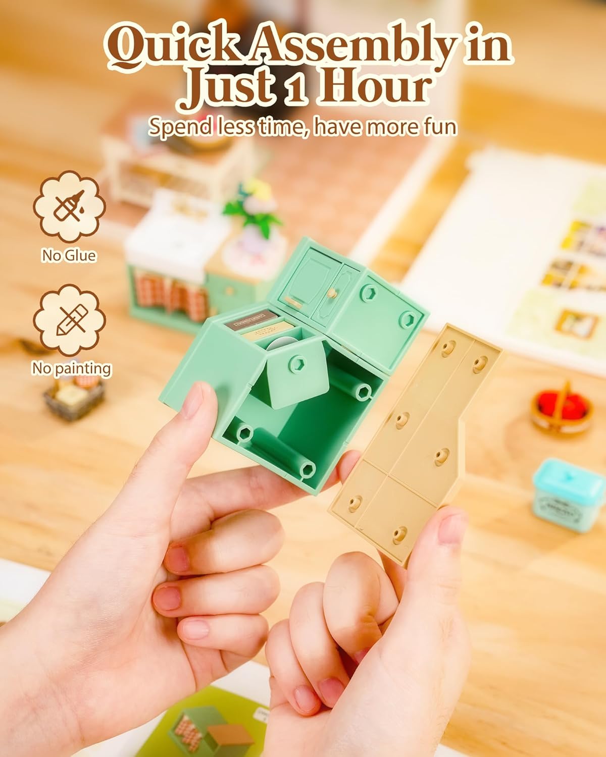 Rolife Super Creator Kits, Tiny House Building Blocks for Little Dolls, DIY Plastic Mini House Model Building Kits for Teens Aged 14+, DIY Crafts/Hobbies for Adult(Farmhouse Kitchen)