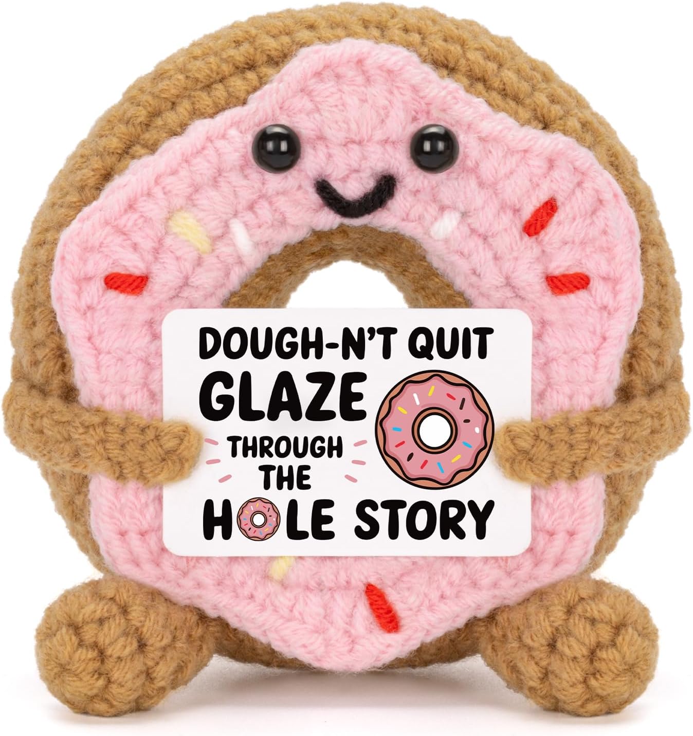 Funny Positive Coffee, Emotional Crochet Doll, Cute Crochet Potato Partner Toy with Positive Card Cheer Up Funny Gag Gifts for Best Friend Birthday Women Teacher Fall（Coffee