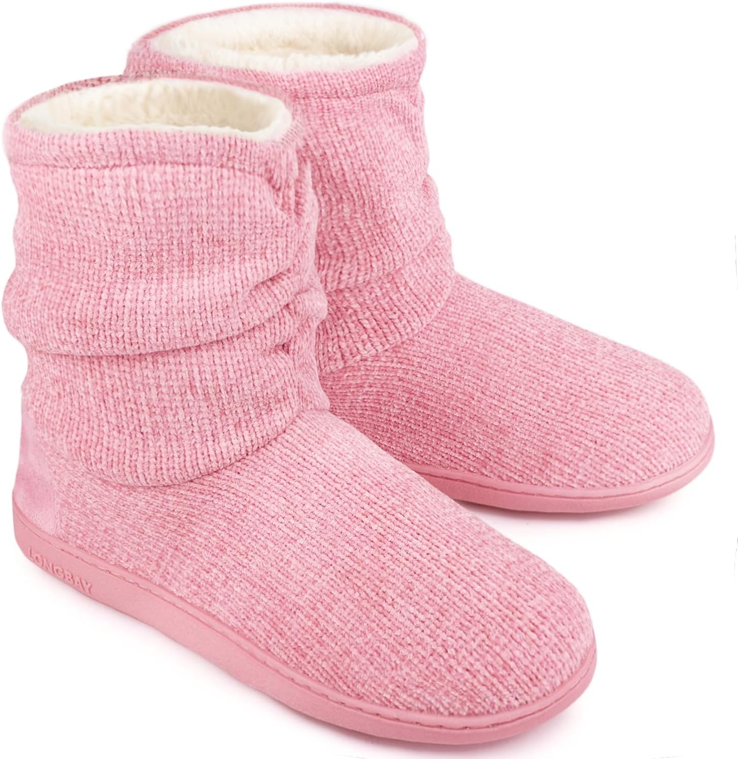 LongBay Women's Cozy Winter Slipper Boots Warm Chenille Knit Bootie Memory Foam Non-Slip Indoor Outdoor House Shoes