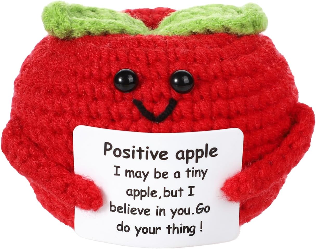 Mini Funny Positive Penguin, Cute Potato 2.6 Inch Knitted Penguin Toy with Positive Card Positive Penguin Crochet Doll Cheering Gift for Graduation Family Friend Encouragement Party Decoration(Gray)