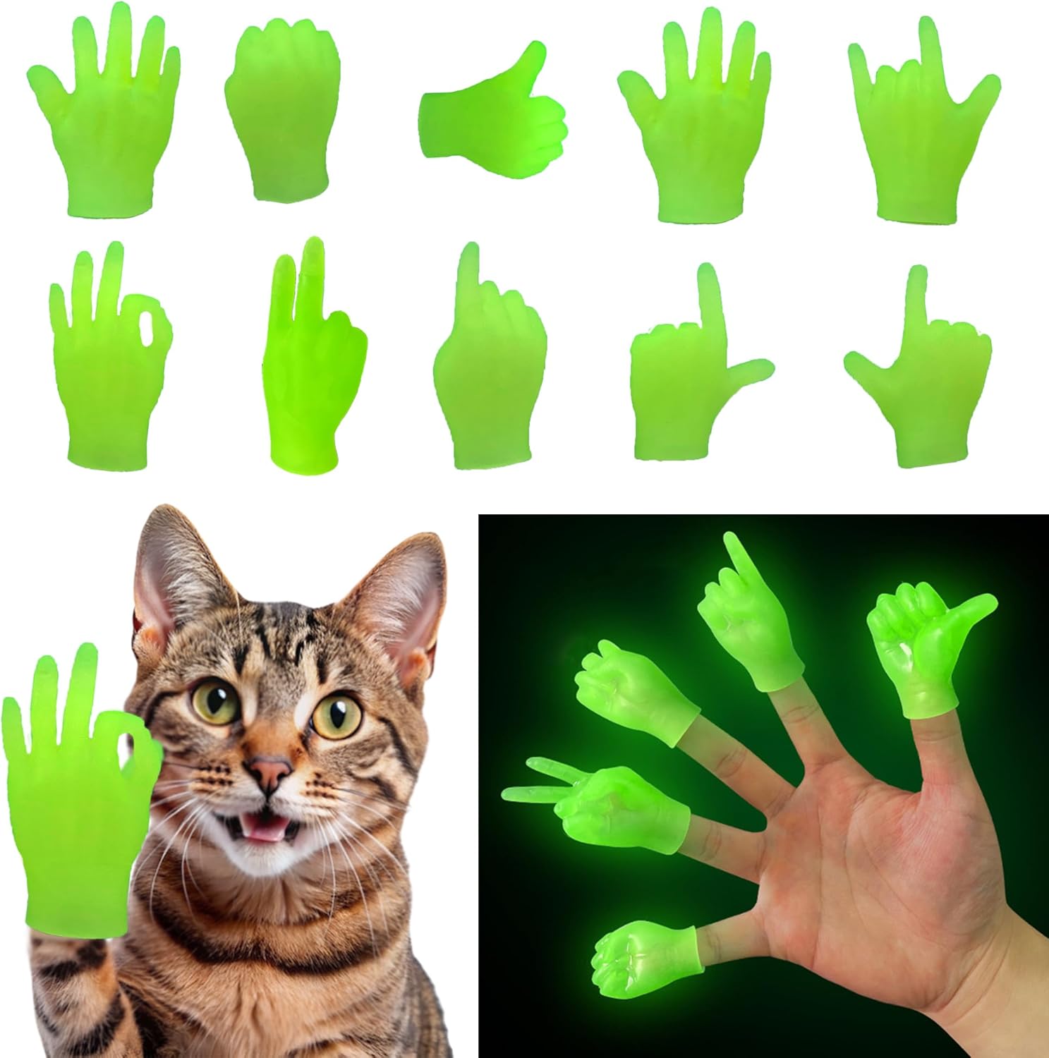 10 PCS Mini Hands, Tiny Premium Rubber Small Little Hands Realistic Miniature Plastic Portable Finger Gifts for Cat Puppet Show