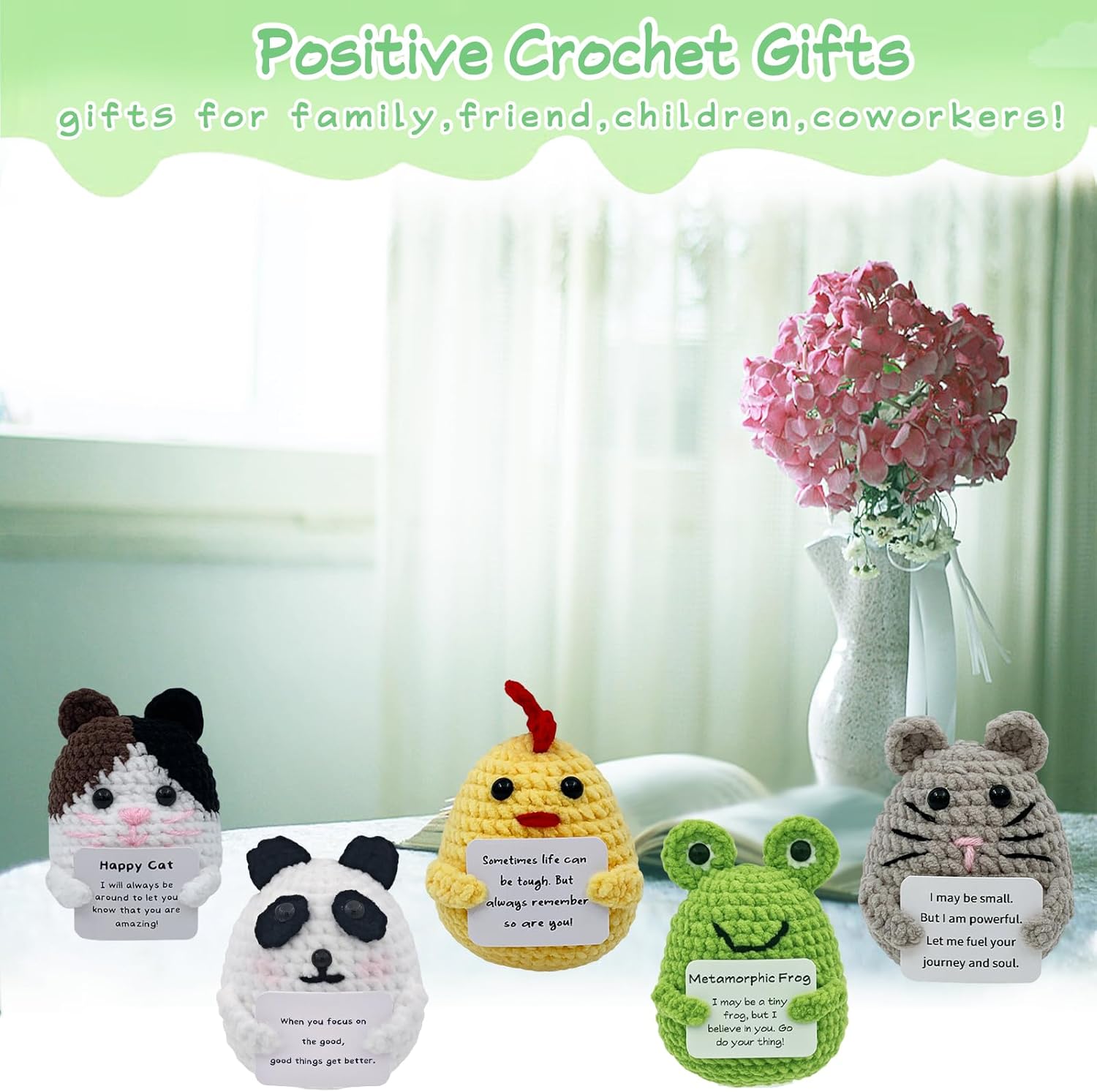 10Pcs Bulk Valentines Day Gifts for Women Coworkers Kids Adults Decor Positive Crochet Mini Animals Teacher Employee Staff Appreciation Thank You Gift Small Cute Toy for Men Teens