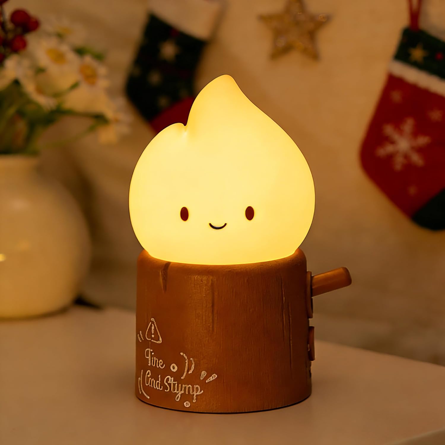 Campfire Night Light, Portable Flame Lamp with White Noise, Cute Silicone Flameless Candle Lights,Suitable for Kids lamp Bedroom, Indoor/Outdoor and Home Decoration