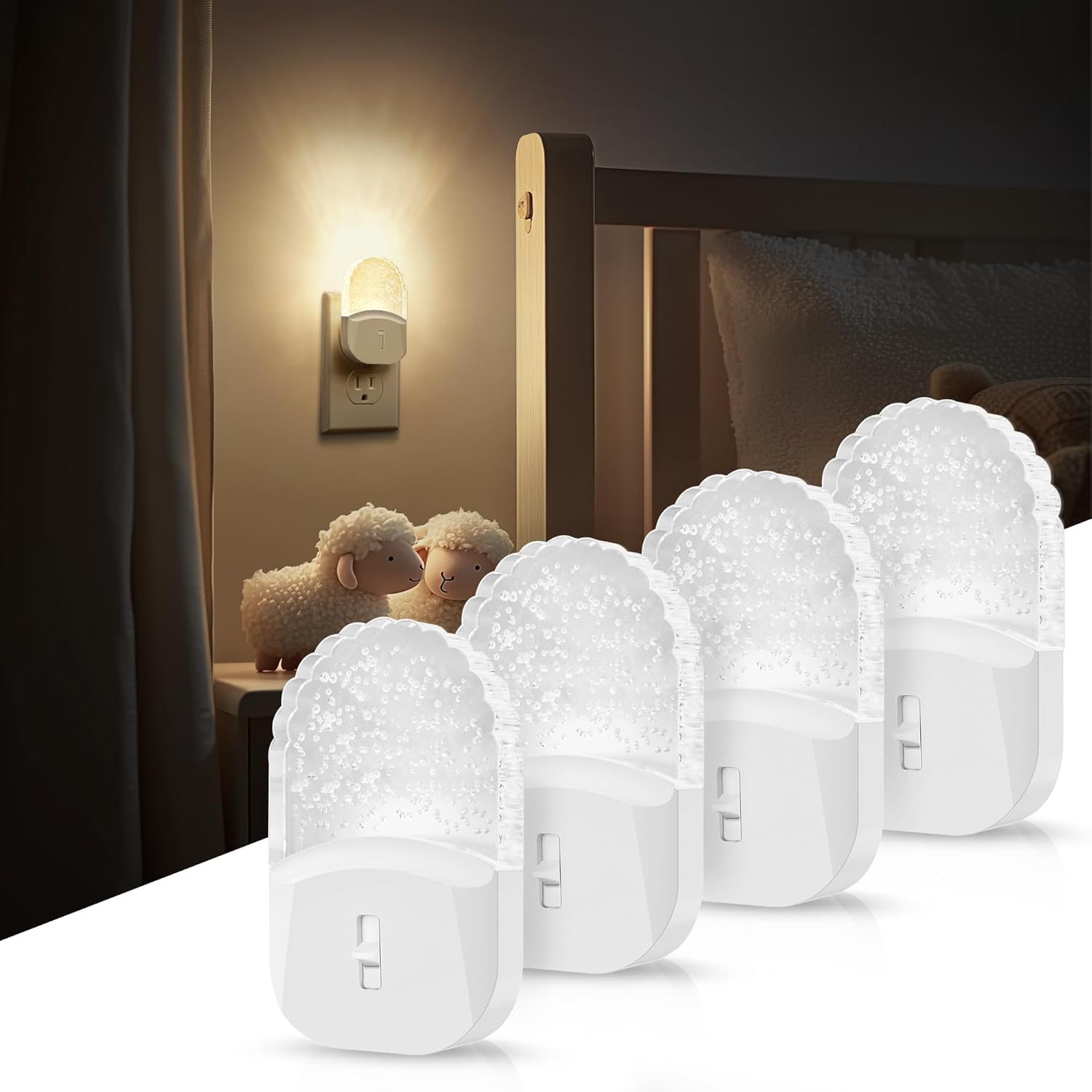 Night Lights Plug Into Wall [2 Pack], Color Changing Night Light for Kids, 8-Color RGB LED Nightlight with Dusk to Dawn Sensor for Bathroom Decor, Children Room, Gift