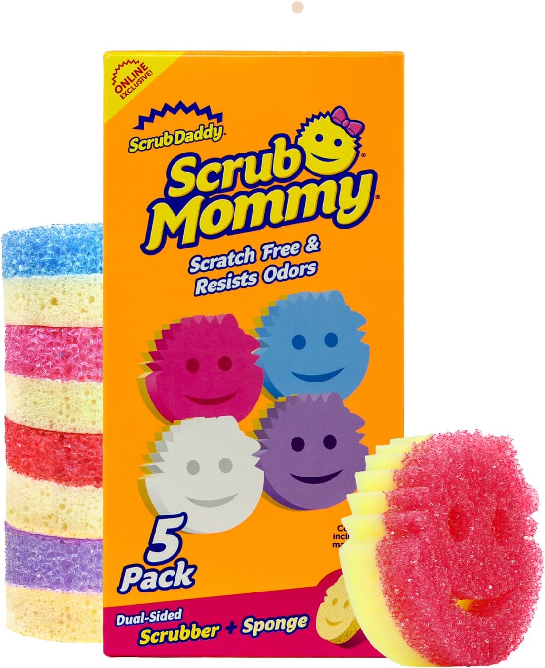 Scrub Daddy Scrub Mommy Sponges - Dish Scrubber + Non-Scratch Cleaning Sponges Kitchen, Bathroom + Multi-Surface Safe - Dual-Sided Dish Sponges for Scrubbing - Online Exclusive (3 Count)
